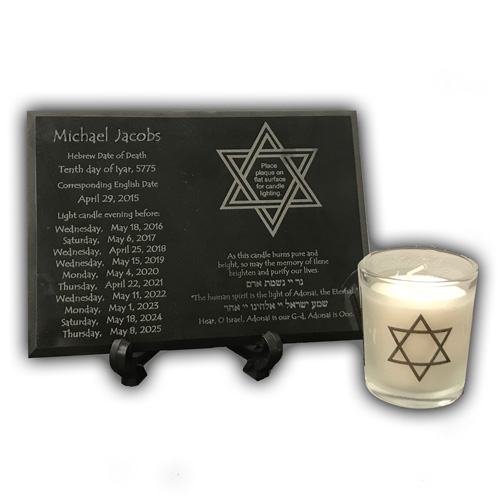 Yahrzeit Memorial Plaque Candle Holder