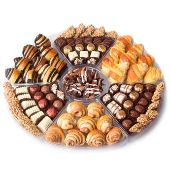 Gourmet chocolate truffles, cholate, cinnamon and vanilla rugelach, and Viennese crunch from shiva.com. Kosher