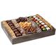 Assorted chocolates and roasted and candied nuts on a wooden tray from shiva.com. Kosher