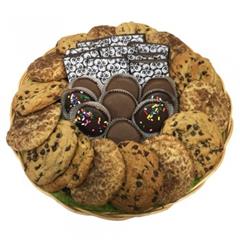 Cookie basket with Oreos, chocolate chip, oatmeal raisin and snickerdoodle from shiva.com. Kosher