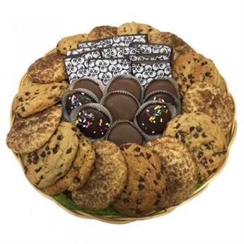 Cookie basket with Oreos, chocolate chip, oatmeal raisin and snickerdoodle from shiva.com. Kosher