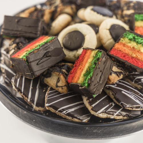 BDR08S-1 small cookie platter with rainbow cookies