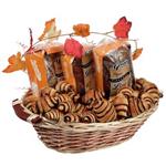 Gourmet cinnamon bakery basket with babka, sweet loaves and rugelach from shiva.com. Kosher