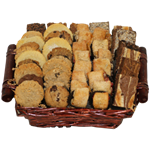 Sympathy bakery basket filled with gourmet and traditional treats from shiva.com. Kosher