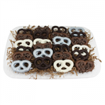 24 gourmet double dipped chocolate pretzels with premium toppings from shiva.com. Kosher